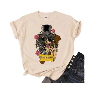 Imagem de Camiseta japonesa Guns and Roses para mulheres, roupas femininas, mang