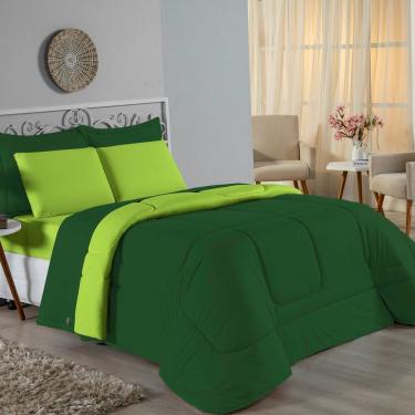 Imagem de Edredom King Nobre 1 Peça Dupla Face 2,50m X 2,90m Malha 100% Algodão - Verde-bandeira / Pistache