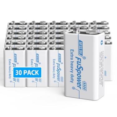 Imagem de Fuspower Baterias de 9 V, pacote com 30 baterias de 9 volts, vida útil de 10 anos, energia de longa duração para detector de fumaça, microfone, alarme de incêndio