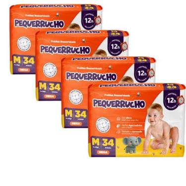 Imagem de Kit 4 PCT Fralda Descartável Pequerrucho Mega Todos os tamanhos, M