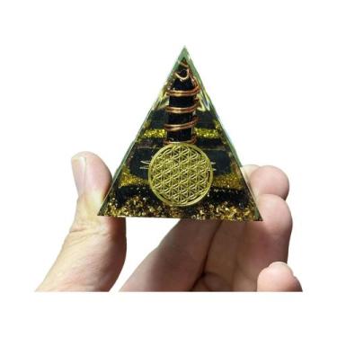 Imagem de Pirâmide De Orgônio De Obsidiana: Escultura De Resina Orgonite Para De