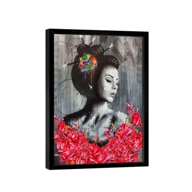 Imagem de Quadro Gueixa Com Flores -- Br Artes
