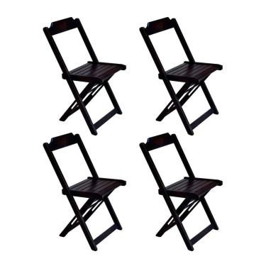 Imagem de Kit 4 Cadeiras De Madeira Dobravel Tabaco - Marrom