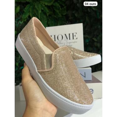Imagem de Tênis Feminino Casual Slip Com Glitter - A04 Nude