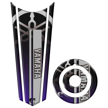 Imagem de Adesivo Resinado Gravata Tanque E Bocal Moto Yamaha Azul