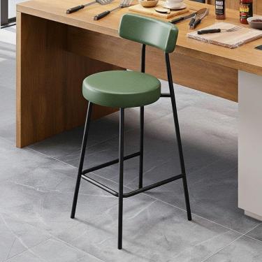 Imagem de Banqueta Alta Cozinha Kobe Estofada Com Encosto Couríssimo Verde - Desk Design