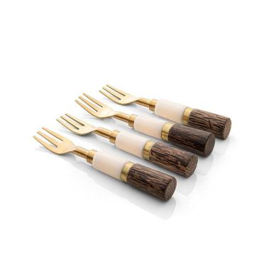 Imagem de Conjunto De Talheres Copa E Cia Para Aperitivo Finger Food 4 Peças Garbo Opal Wood