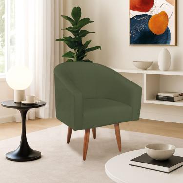 Imagem de Poltrona Decorativa Jade Design Moderno Sala De Estar Quarto Escritório Confortável Luxo Pés Palito Linho Verde