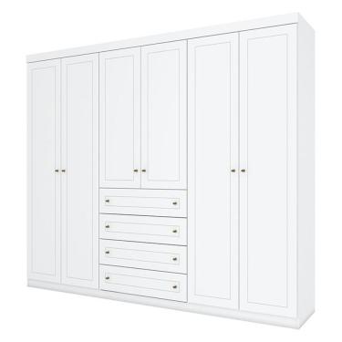 Imagem de Berço Americano Flip Branco Acetinado Savana Reller E Guarda Roupa Casal Americano 6 Portas Branco Hp - Henn