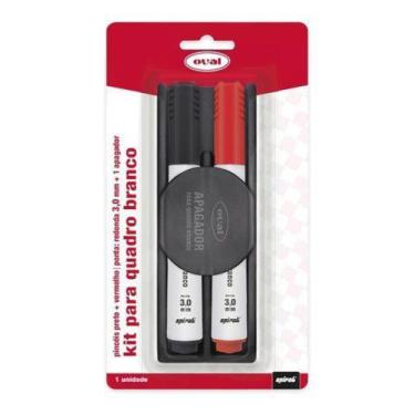 Imagem de Pincel Quadro Branco 3,0mm Preto E Vermelho Com Apagador - oval