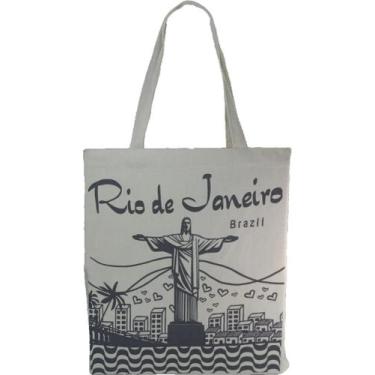 Imagem de Ecobag Lembrança Rio De Janeiro Cristo Redentor Algodão Cru - Corban, 