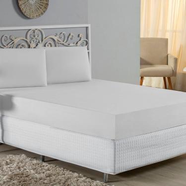 Imagem de Jogo De Cama King Nobre 3 Peças Lençol Com Elástico De 30cm De Altura Malha 100% Algodão - Branco