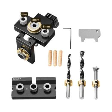 Imagem de Kit De Gabarito Para Cavilhas De Marcenaria 3 Em 1 Com Clipe De Posici