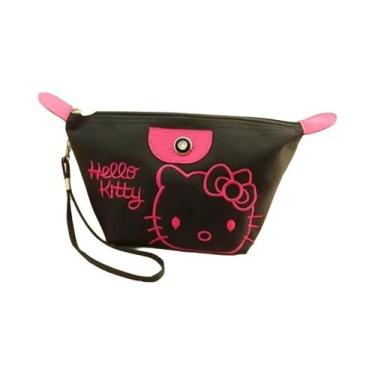 Imagem de Bolsa De Maquiagem Hello Kitty Em PU À Prova d'Água De Grande Capacida