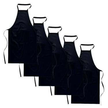 Imagem de Kit com 5 Avental Frontal Liso Oxford Preto - Loja Loja