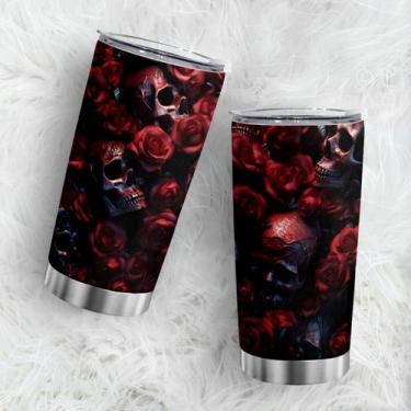 Imagem de Caneca de viagem Oasisdream Tumbler 600 ml com estampa de caveira
