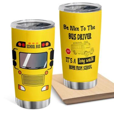 Imagem de Caneca de café Tumbler Oasisdream 600 ml com impressão de ônibus escol
