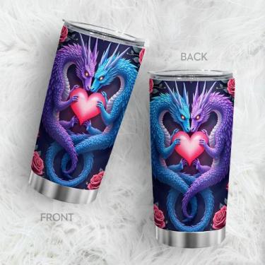 Imagem de Caneca de café Tumbler Oasisdream 600ml de aço inoxidável Dragon