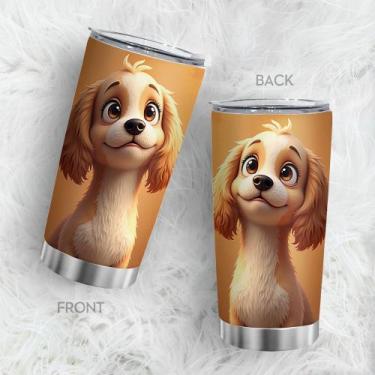 Imagem de Caneca de café Oasisdream Tumbler 600mL com estampa de cachorro