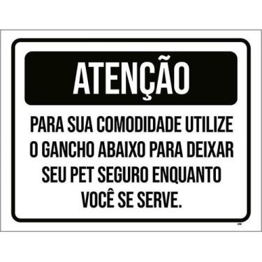 Imagem de Kit 5 Placa Acm Atenção Utilize Gancho Pet Seguro 18X23 - Sinalizo