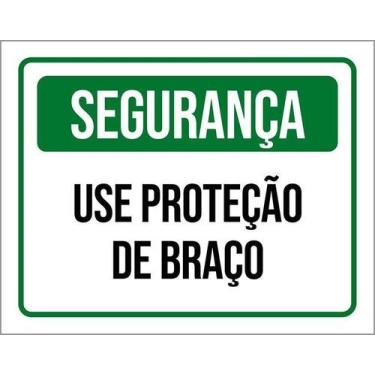 Imagem de Kit 3 Placa Acm Segurança Use Proteção De Braço 18X23 Branco - Sinaliz