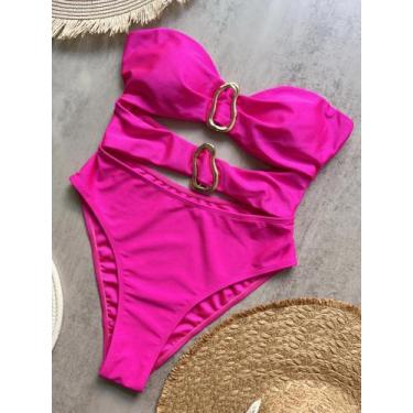 Imagem de Maiô Feminino Sexy Com Corte Em Metal E Anel, Peça Única, Cintura Alta