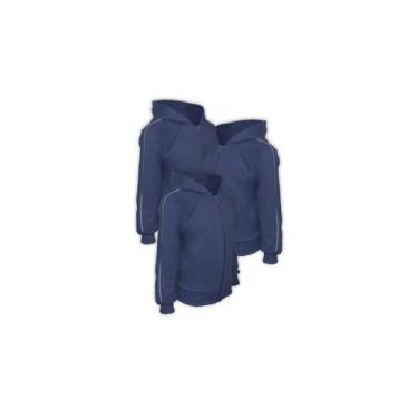 Imagem de Kit 3 Blusas de Moletom flanelado Infantil Azul Marinho - Del France, 