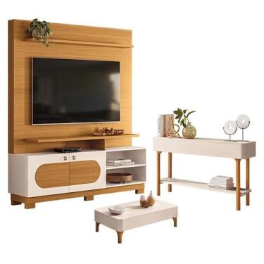 Imagem de Estante Home Theater Axis Cinamomo Off White com Mesa de Centro Liz e 