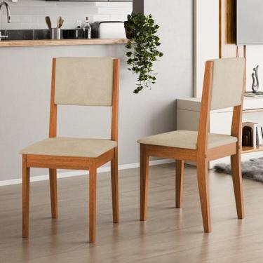 Imagem de Kit 2 Cadeiras de Jantar Estofadas Multimóveis CR50252, Cinamomo/Bege