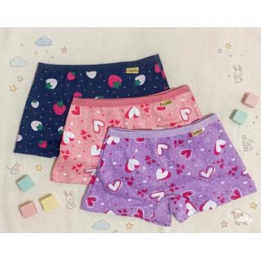 Imagem de Kit Calcinha Infantil Feminina Boxer Shortinho Canelada forro algodão 