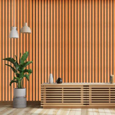 Imagem de Papel de Parede Adesivo Autocolante Decorativo Madeira Ripado Texturiz