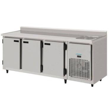 Imagem de Balcão Encosto Refrigerado 2,00M Pia Direita Inox 137KBSP200DIIP 220V Kofisa