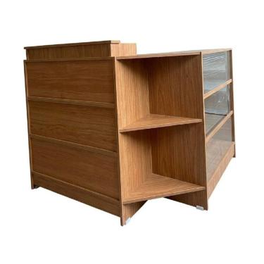Imagem de Balcão Caixa + Vitrin Lojas E Comércios Em Geral 100% Mdf Amadeirado - Suprema Móveis