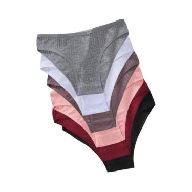 Imagem de Calcinhas De Algodão Listradas E Caneladas plus Size Para Mulheres, Pa