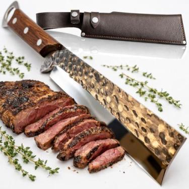 Imagem de Faca Cutelo Artesanal Grande Inox Cabo Madeira Profissional - Genérico