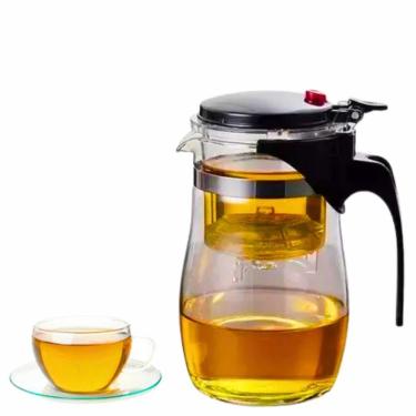 Imagem de Chaleira de Vidro para Chá Bule Jarra 600ml com Infusor Reutilizável em Aço Inox para U...
