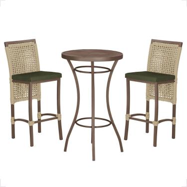 Imagem de Mesa Bistro E 2 Banquetas Roma Marrom Corda Náutica 13 Rami