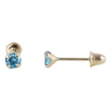 Imagem de Brinco ponto de luz infantil recémnascido 3mm ouro 18k - VIRS, Azul cl