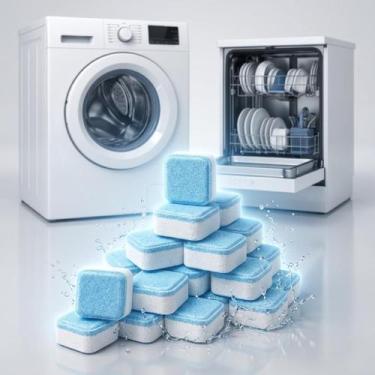 Imagem de kit 5 Pastilhas Limpeza Máquina de Lavar Roupa e Louça Limpa Fácil - G