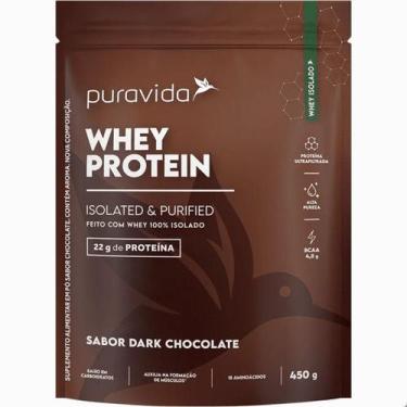 Imagem de Whey Protein 100% Isolate e Purified 450g Pura Vida, Dark Chocolate