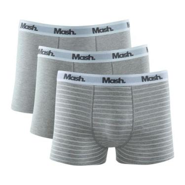 Imagem de Kit 3 Cuecas Mash Boxer Cotton Listras, Branco, M