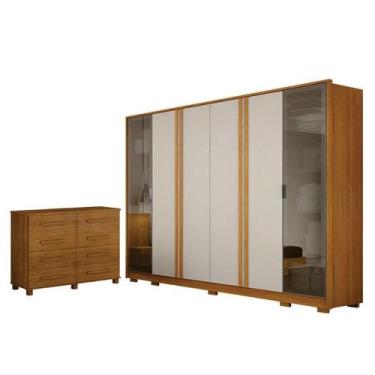 Imagem de Guarda Roupa Casal Prime 6 Portas Off White com Cômoda San Marino 8 Ga