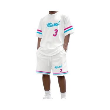 Imagem de Conjunto De Camiseta E Shorts Casuais De Basquete Masculino Miami No.3
