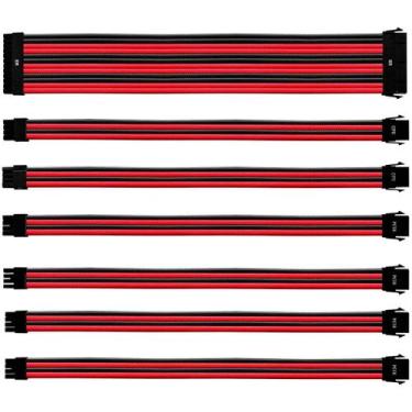 Imagem de Kit de Extensão de Cabo Sleeved - Preto e Vermelho - Cooler Master CMA