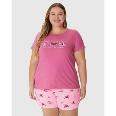 Imagem de Pijama Feminino Malha Plus Size Curto Malwee Ref. 130756 Cor:RosaTaman