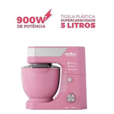Imagem de Batedeira Planetária Britânia Rosa 900W Tigela de 5 LITROS, 110V
