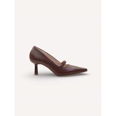 Imagem de Scarpin Couro Mary Jane Marrom - Daflon, 39