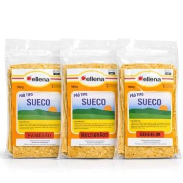 Imagem de Kit 3 Pão Sueco CELLENA 540g Parmesão, Multigrãos e Gergelim