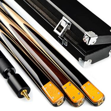 Imagem de LIUHD Tacos de bilhar para tacos de bilhar, conjunto de taco de sinuca 3/4 de sinuca, caixa de tacos de sinuca com estojos de tacos de bilhar, fácil de armazenar jogos em ambientes internos ao ar livre, B, 9,5 mm