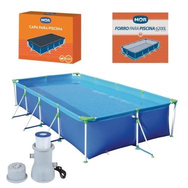 Imagem de Kit Piscina Premium 6200 Litros + Forro + Capa + Filtro 3600 L/h - Mor